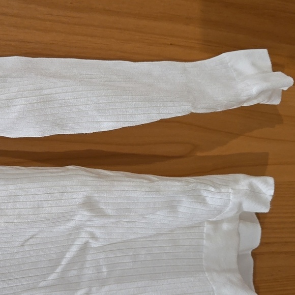 Zara Long Ribbed White Crewneck Top Soft Knit Essential I L, VGUC, Casual Chic - Picture 2 of 7